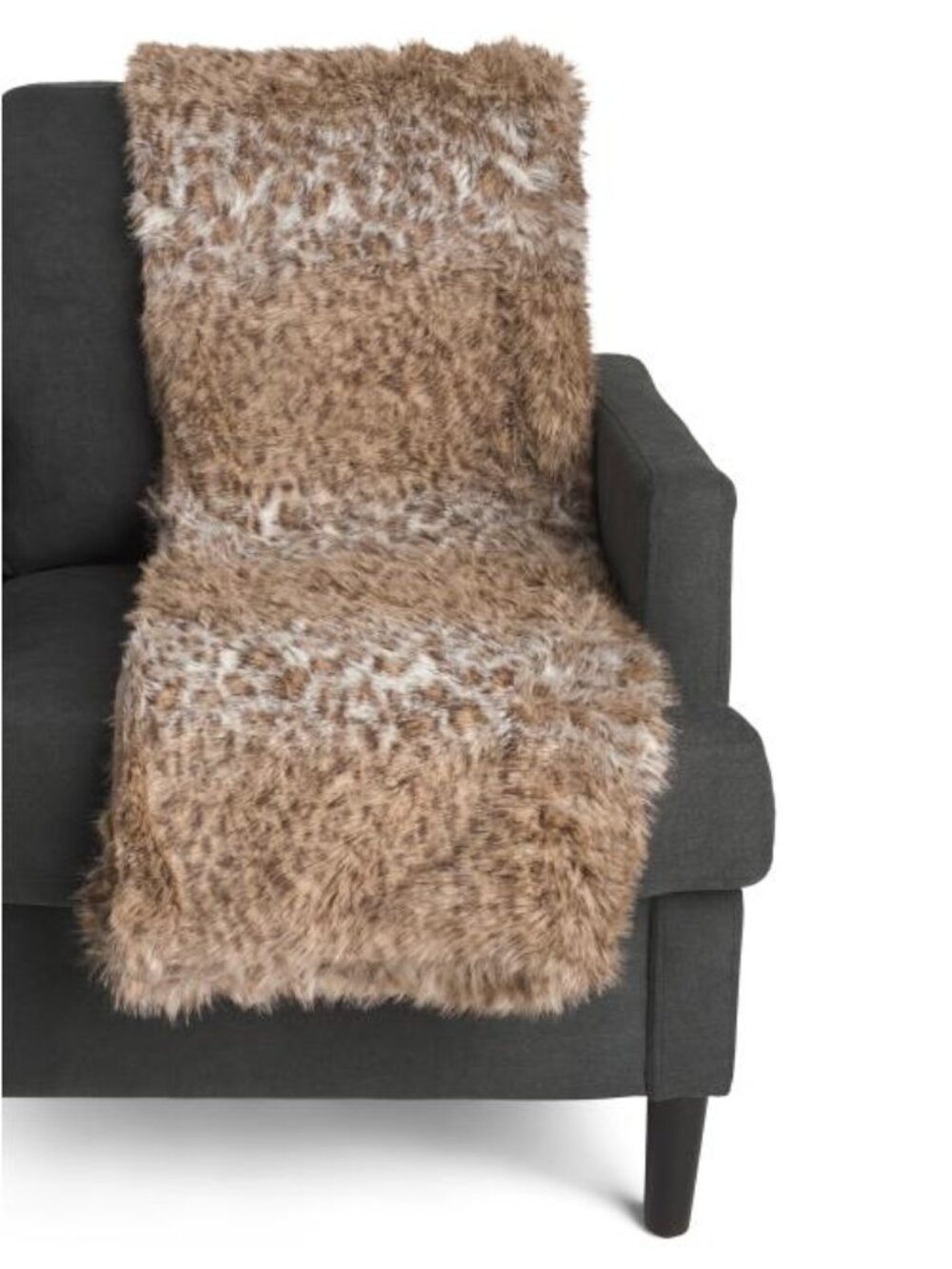 RACHEL ZOE Leopard Plush Faux Fur Throw Blanket